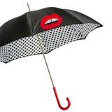 PASOTTI MOUTH UMBRELLA WITH POLKA DOTS INTERIOR, DOUBLE CLOTH